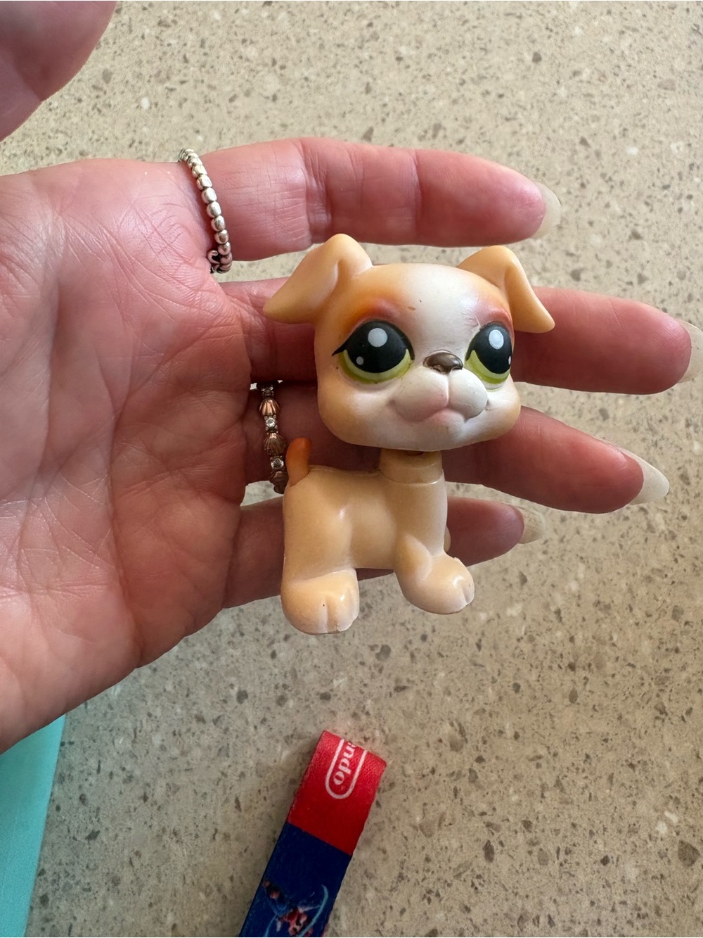 LPS RARE Hasbro 2005 Littlest Pet Shop Light Brown Boxer Dog w/ Green Eyes #235